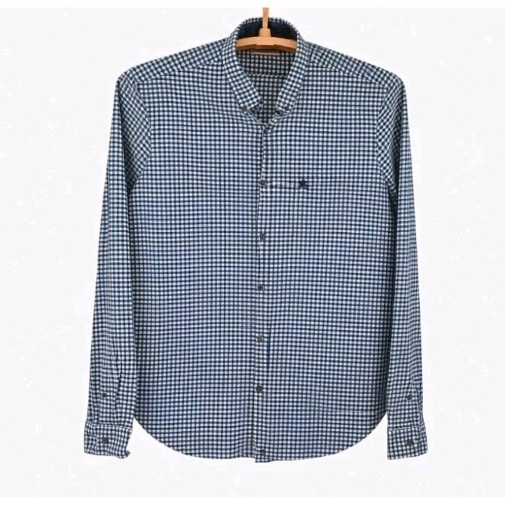 Burberry‎ Brit Gingham Check Men's XL Navy & White Button Down Shirt Preppy